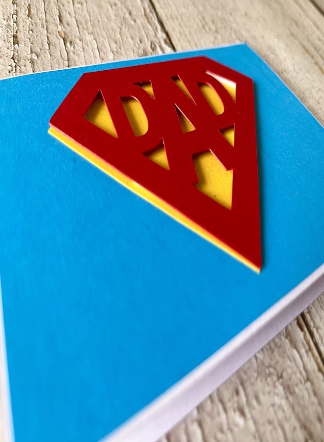 Crafted Forever my dad superhero handmade greeting card with dimensional cutout, inside blank, 4x6, with matching envelope - Image 5